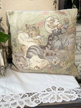 Tom Kitten Beatrix Potter European tapestry throw pillow
